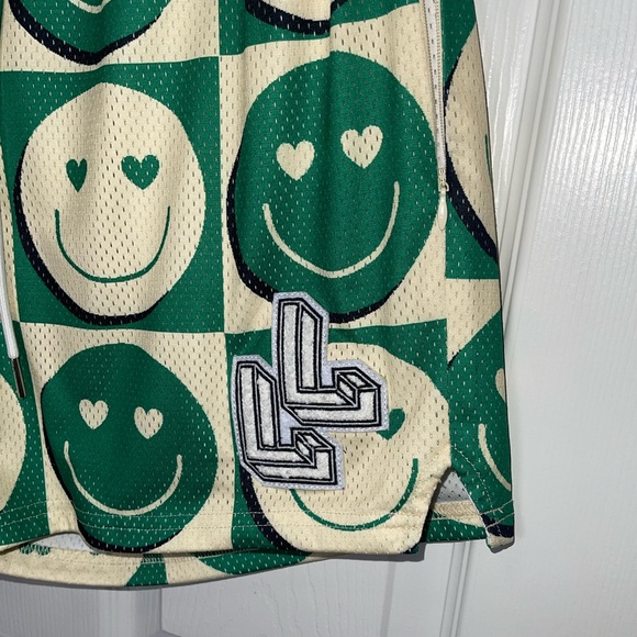 Green Creem Smiley Athletic Gym Shorts - Large 4" - Picture 5 of 9